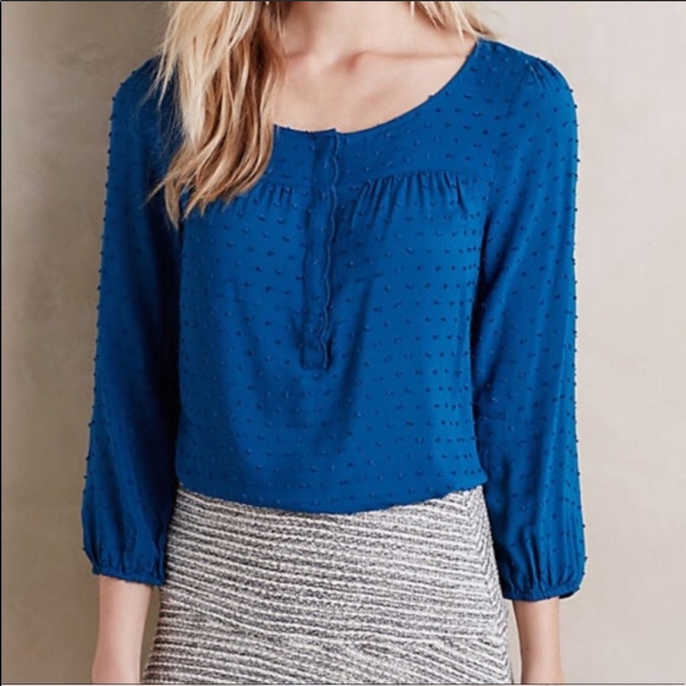 Anthropologie Maeve Scallop Hem Top Size 2